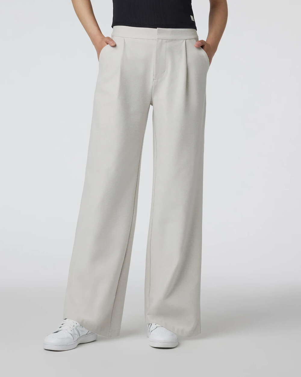 Vuori Elevation Trouser Pants Women's L Ecru Heather VW4089 Wide Leg High Rise
